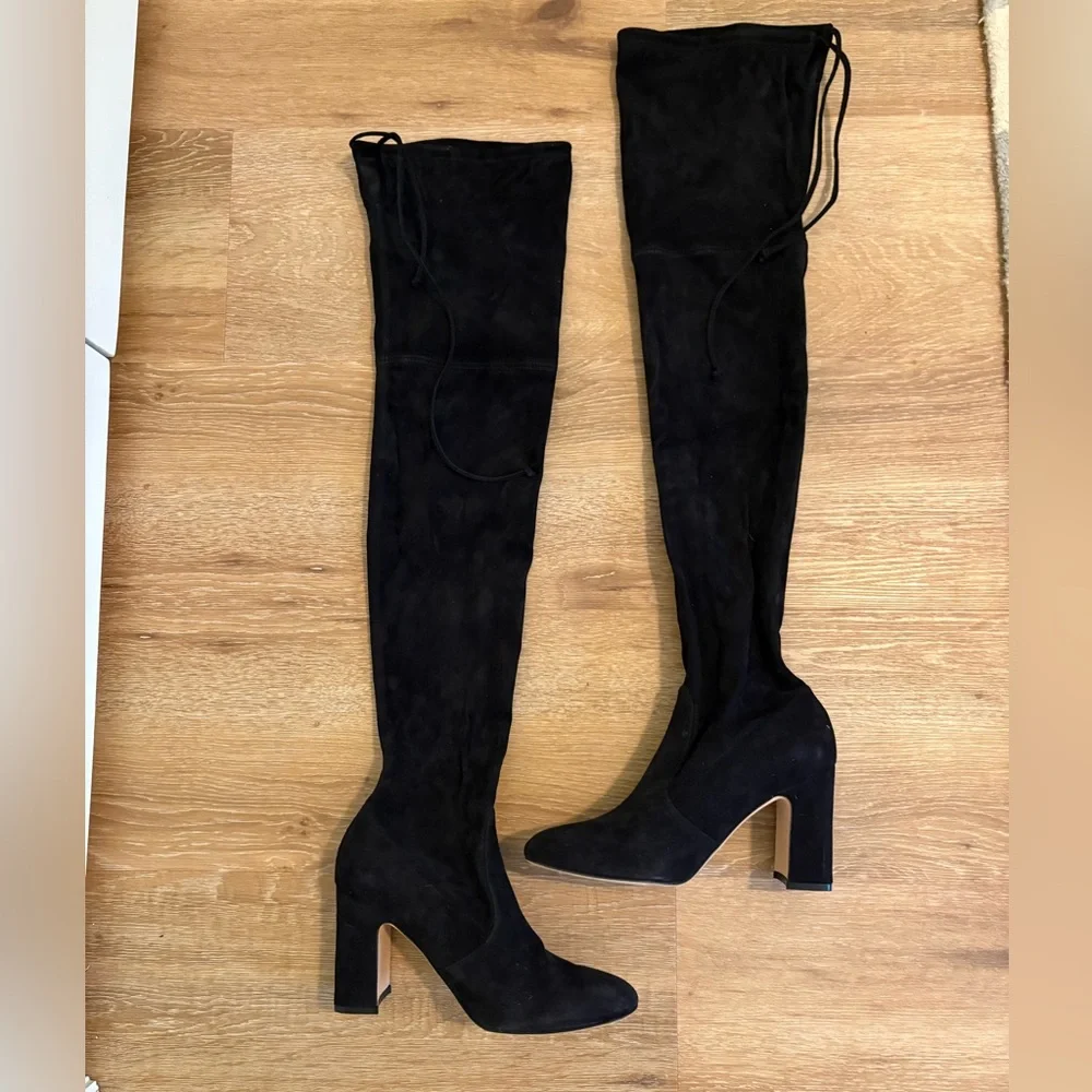 STUART WEITZMAN Highland black suede over-the-knee boots sz 10 - Picture 6 of 11